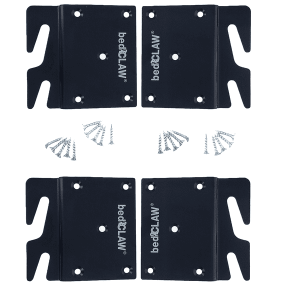 bedCLAW Retro Fix Offset Hook Plate Adapter, Repair Failed Wood Bed Rails 4 Pack