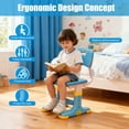 thumbnail image 6 of Fompes Kids Study Desk and Chair Set Height Adjustable Children School Study Drawing Desk Chair with Widened Desktop Storage Drawer Shelf - Blue, 6 of 13