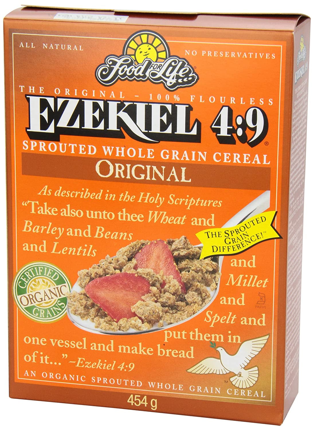 Food For Life Ezekiel 4:9 Organic Sprouted Whole Grain Cereal, Original, 16-Ounce Boxes (Pack of 6)