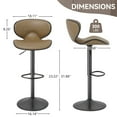 thumbnail image 3 of Hawsaiy Adjustable Swivel Bar Stools Set of 2 with Back and Footrest, Faux Leather Counter Height Kitchen Stools, Modern Bar Chairs for Island and Home Bar, Brown, 3 of 8