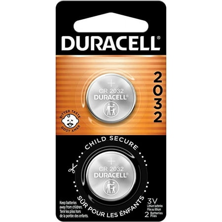 Duracell CR2032 3V Lithium Battery, Child Safety Features, 2 Count Pack, Lithium Coin Battery for Key Fob, Car Remote, Glucose Monitor, CR Lithium 3 Volt Cell