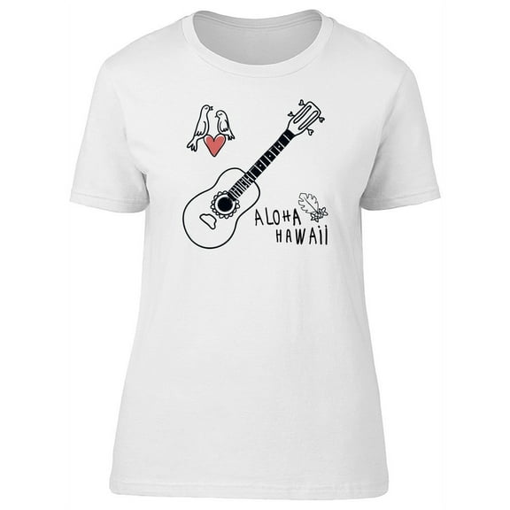 Aloha Hawaii Ukulele B&W T-Shirt Women -Image by Shutterstock, Female Large