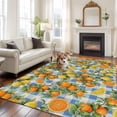 thumbnail image 2 of Large Area Rugs for Living Room Bedroom, Orange Lemons 5'x8' Rug Washable Carpet Runner Indoor Outdoor, Summer Botanical Checkered Farmhouse Non Slip Floor Mats Rug for Kitchen, Bathroom, 2 of 8