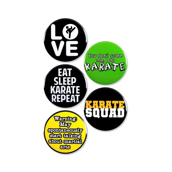 5 Pack - Karate Martial Arts Sport Pinback Buttons - 2.25 Inch