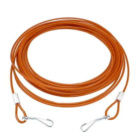 Extra Large Vinyl - Dog Lead - 12 Feet Coil Wire Dog Cable for Large Dogs - Extra Strong Swivel Snaps- Weather Resistant Vinyl Coated Wire- Up to 80 Pounds - By Katzco
