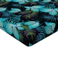 thumbnail image 4 of Ambesonne Leafy Design Fitted Sheet, Night Jungle Leaves, King Size, Turquoise Lime Green, 4 of 5