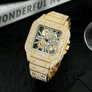 Glamorous Luxury Watches - Stylish Dial with Dazzling Rhinestones Elegant Men's Quartz Watch Perfect for Everyday Wear and Special Occasions