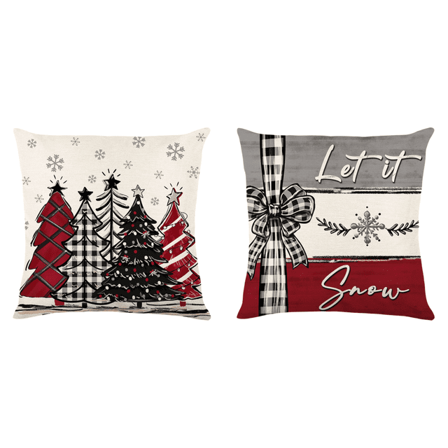 Fundas Almohada Navideñas Funda Decorativa Lino Cojín para Sofá (A)