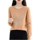 thumbnail image 2 of Suéter de cuello redondo para mujer, color liso, cuello redondo con diamantes de imitación como base, suéter de punto de manga larga y cuello redondo, blusa para mujer, 2 of 4