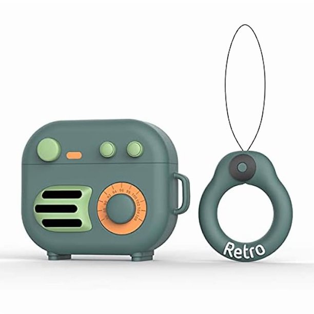 wonima11 Compatible with AirPods 3 Gen Case Cover 2021, Retro Radio Design Men Women Cute Funny Cool Silicon Cartoon 3D Shell Gramophone Cover for AirPods Case 3rd Generation - Retro Green