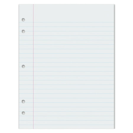 Pacon, Composition Paper, White, 5-Hole Punched, Red Margin, 3/8" Ruled, 8" x 10-1/2", 500 Sheets | Bundle of 5 Reams