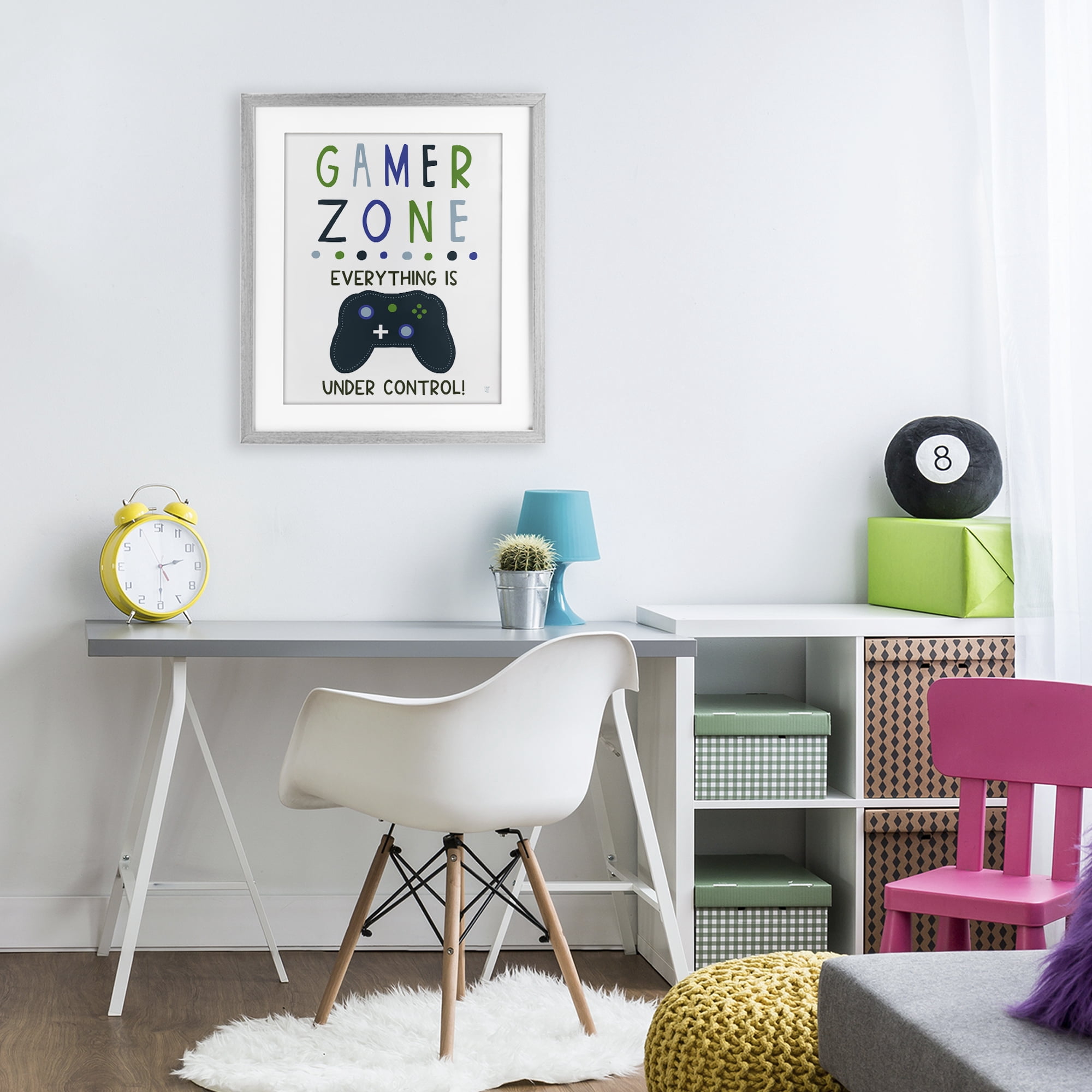 Stupell Industries Everything Under Control Gamer Zone Gray Framed Print Under Glass, design by Elizabeth Tyndall