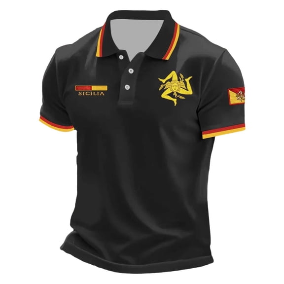 CONZONE Mens Polo Shirt Short Sleeve Casual Polo Shirts For Men Patriotic Italian Day Graphic Collared Cozy Summer Golf Shirts