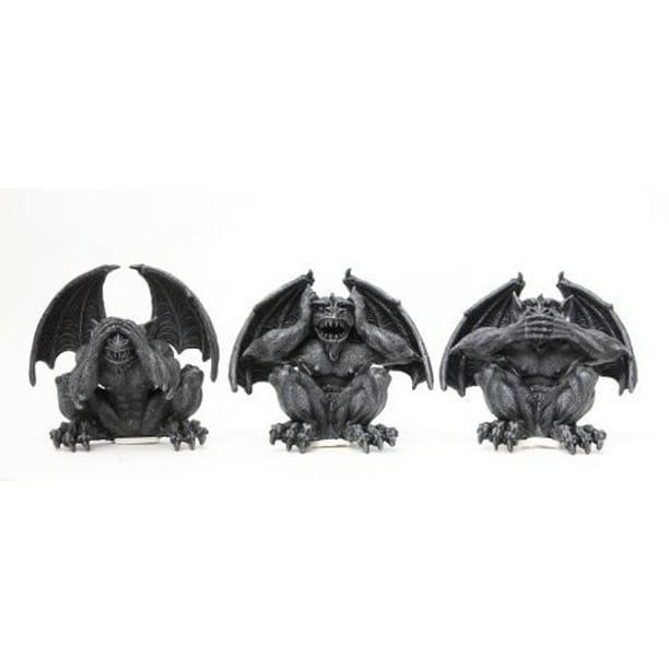 4 25 Inch Gargoyle See Hear No Evil Shelf Sitters Statue Figurine Walmart Com