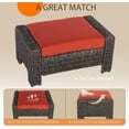 thumbnail image 4 of Krikacy Wicker Ottoman, All-Weather HDPE Hand-Woven Rattan Footstool, Red, 4 of 6