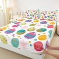 thumbnail image 4 of Erosebridal Colorful Happy Easter Eggs Bed Sheets,Rainbow Stars Polka Dots King Sheets For Kids Girls 4pcs, 4 of 6
