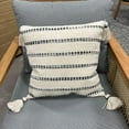 thumbnail image 2 of Coussin à rayures Natural 18''x18'' - Bleu gris, 2 of 2
