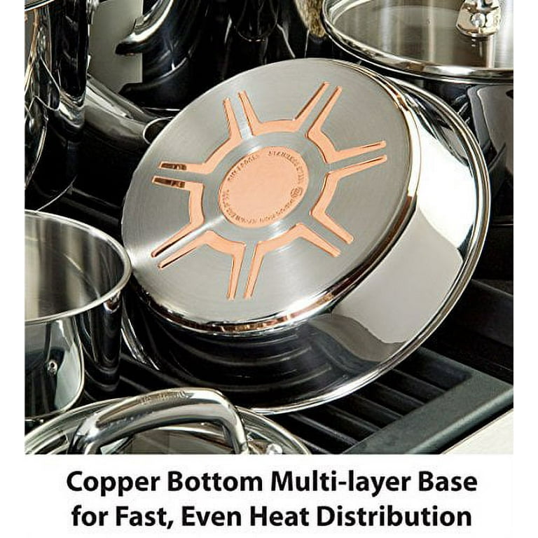 T-fal C836SD Ultimate Stainless Steel Copper-Bottom Heavy Gauge Multi-Layer Base  Cookware Set, 13-Piece, Silver 