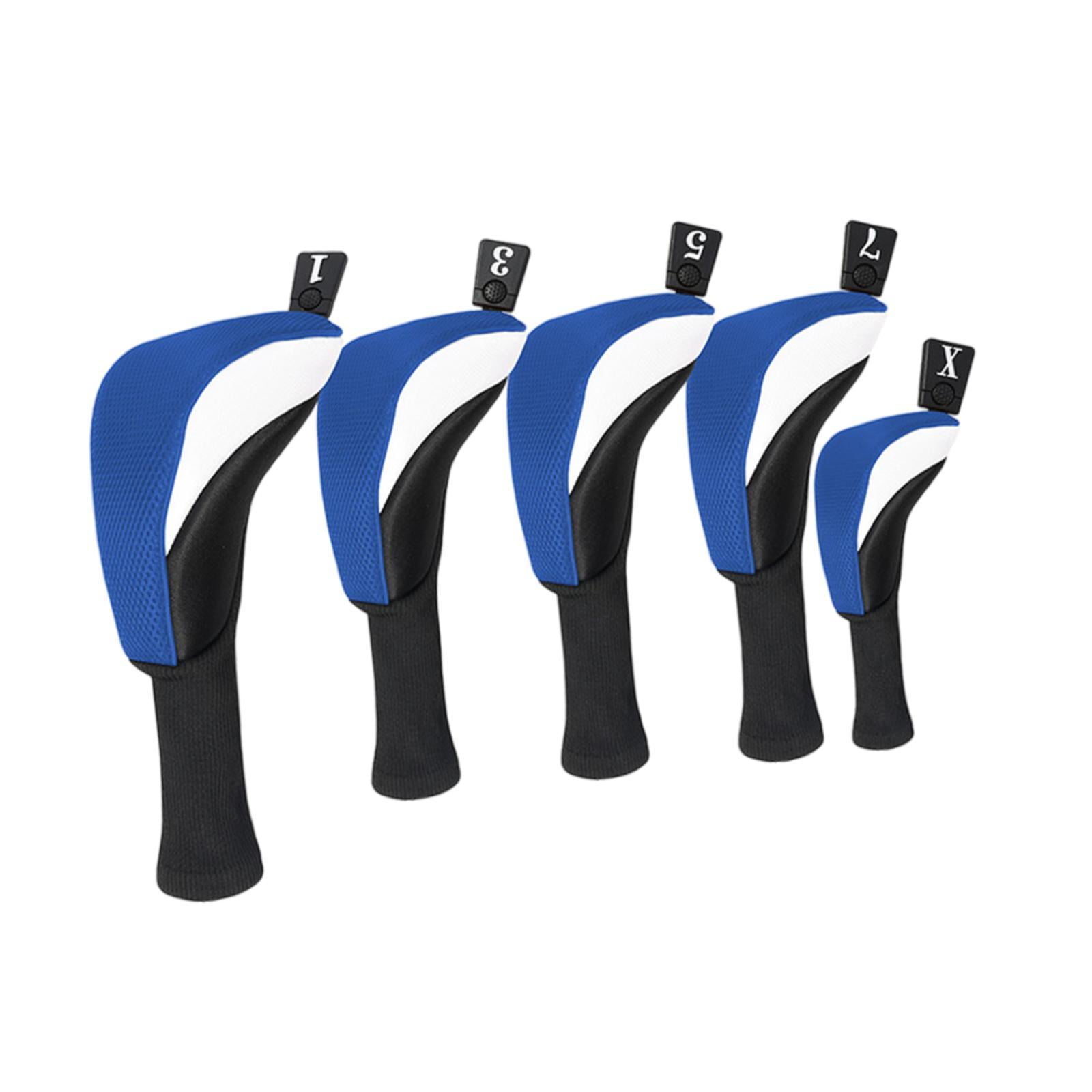 Baoblaze 5 Pieces Golf covers Golf Club Head Cover for Men Women Golfer Gift Blue