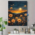 thumbnail image 4 of UXIEQU 12x16 Inch 2D Flat Moonlit Meadow Wall Art Orange Wildflowers Starry Night Rustic Home Decor, 4 of 8