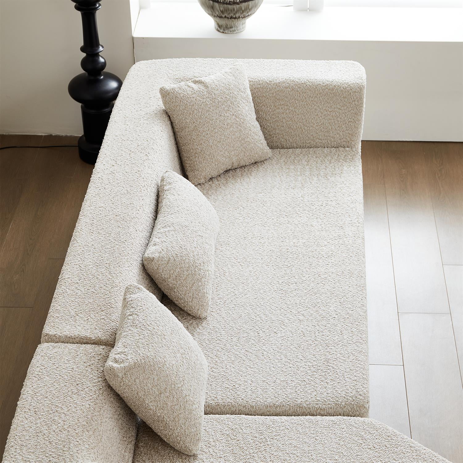 Demi Bonn 127.5" Sectional Cloud Sofa with Deep Seat, Comfortable Large Couch for Living Room Furniture, No Assembly Required, White