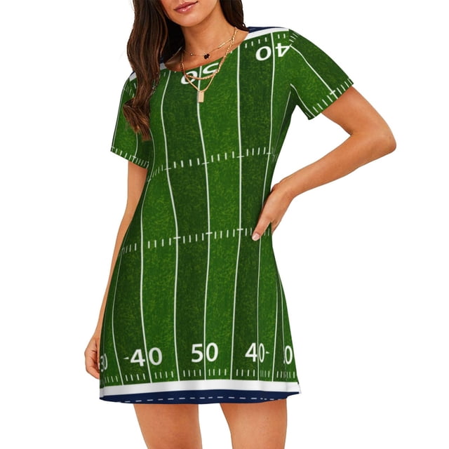 Disketp American Football Field para Camisón Corto de Manga Corta para Mujeres, Camisón Cómodo con Escote Redondo, Bonito y Confortable