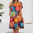 thumbnail image 2 of Rainbow Lollipop Dress Fashion Beach Short Sleeve Dresses Female Party Printed Sundress, 2 of 7
