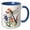 Blue/White, variant on 3drose, Blue Dragonfly and Flowers Illustration, 15oz Two-tone Black Mug