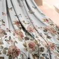 thumbnail image 3 of White Butterfly Rose Pattern Blanket,Comfortable Soft Flannel Throw Blanket,All Season,Warm Lightweight Blankets for Sofa Bed Couch Living Room Chair,60"x80", 3 of 4