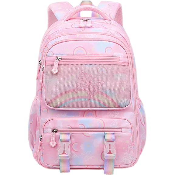 Ludolm Kawaii Backpack, Large Butterfly Backpack Multi-Pocket, Pink