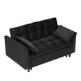 thumbnail image 7 of 3 in 1 Sleeper Sofa Couch Bed,Velvet Convertible Futon Sofa Bed with Pull Out Bed and Adjustable Backrest,Lounge Chaise Armchair Sofa for Living Room Bedroom Apartment,Black, 7 of 7