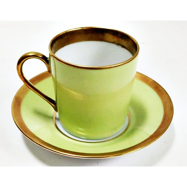 Haviland Limoges Laque De Chine Gold Rim Pistache Demitasse Cup