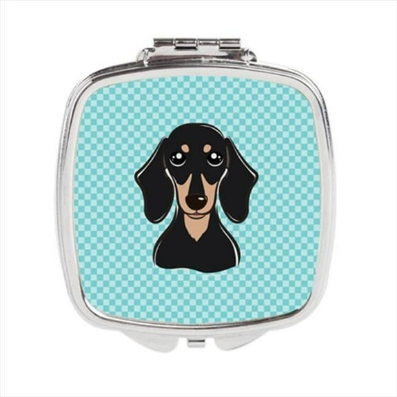 Carolines Treasures  Checkerboard Blue Smooth Black and Tan Dachshund Compact Mirror 2.75 x 3 x .3 In.