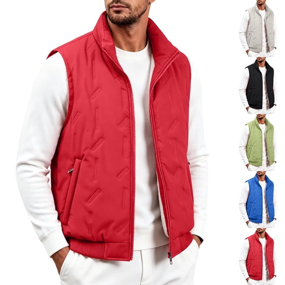 Purcolt Mens Big and Tall Puffer Vests Lightweight Fleece Lined Stand Neck Sleeveless Loose Fit Layering Outerwear Full Zipper Wind‑Resistant Warm Gilet with Pockets