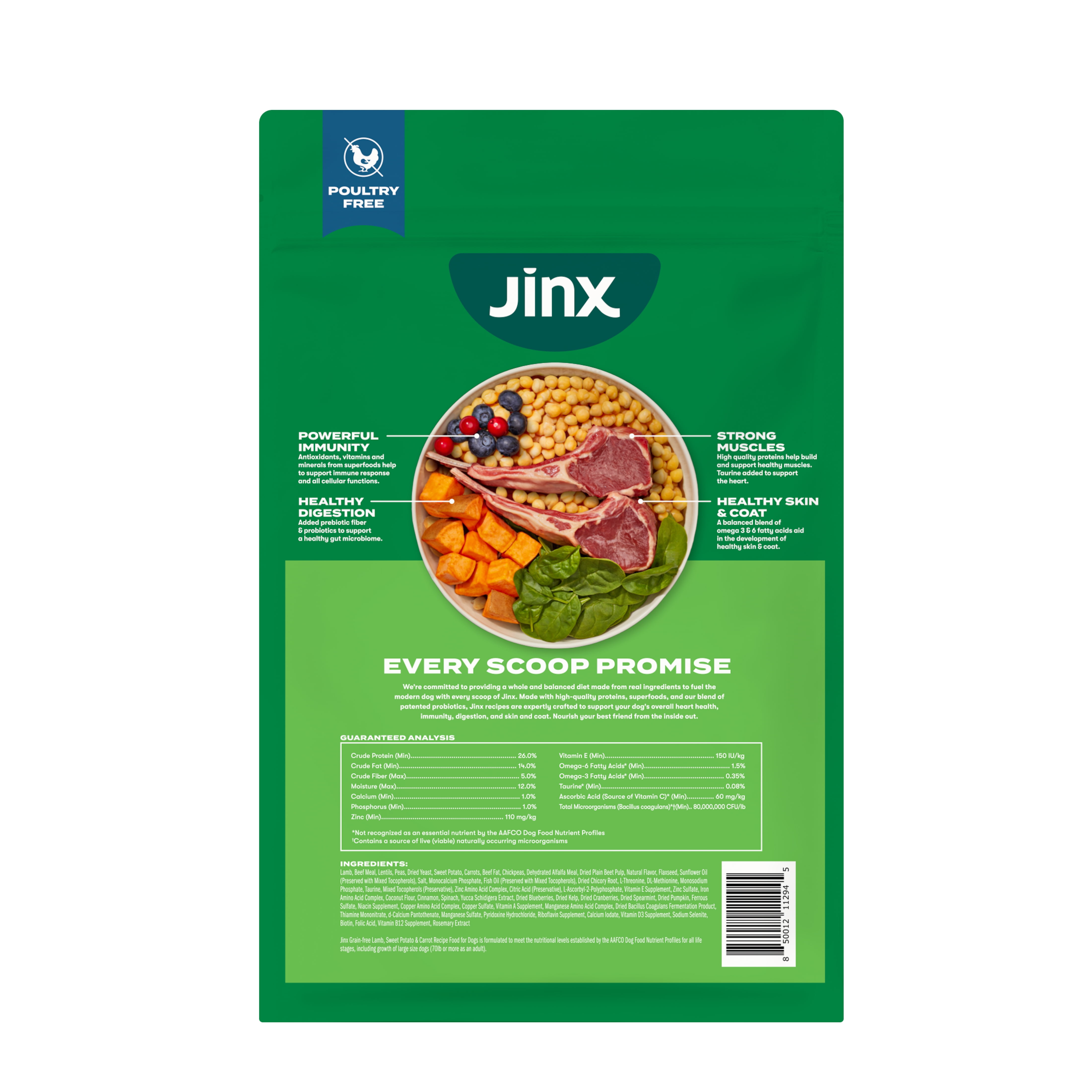 Jinx Lamb, Sweet Potato, & Carrot Dry Dog Food, Grain Free, 11.5lb