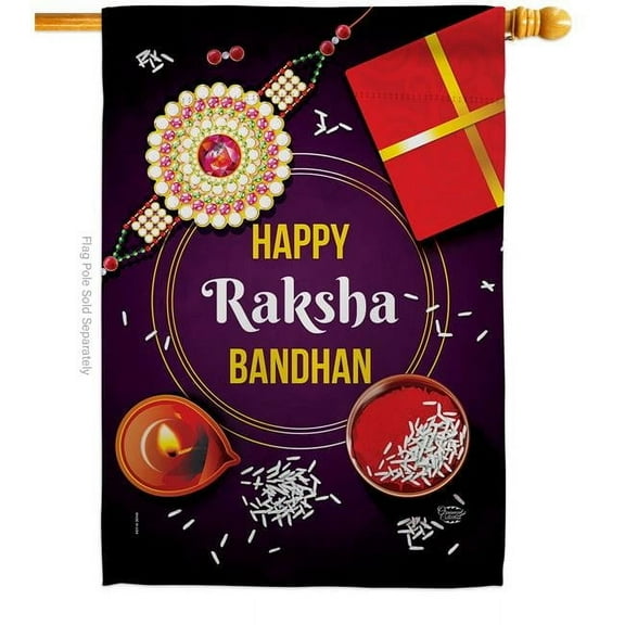 Ornament Collection H192628-BO Raksha Bandhan Celebration Double-Sided Garden Decorative House Flag, Multi Color