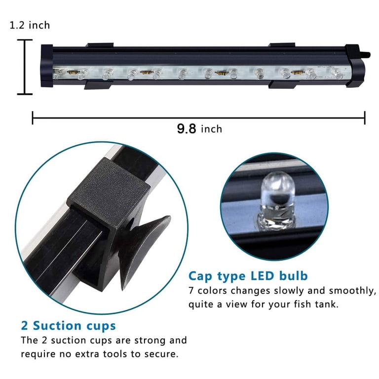 TiokMc LED Aquarium Light, 9.8 Inch Submersible photo 2