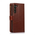 thumbnail image 4 of ELEHOLD for Samsung Galaxy S21 Wallet Case with 9 Card Holders Zipper Pocket Kickstand Soft PU Leather Flip Shockproof Protective Cover with Wrist Strap Business Style for Women Men,brown, 4 of 6