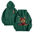 thumbnail image 6 of larppty Christmas Sweatshirts for Women Reindeer Graphic Oversized Fleece Hoodies Xmas Holiday Sweater with Pocket (Green, XXL), 6 of 8