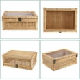 thumbnail image 5 of Vintage Decorative Box with Clear Lid Rattan and Wood Display Boxes Handcrafted Shelf Basket Bin Large Wicker Storage Basket Rectangular keepsakes Box for Bathroom Home Decor, 5 of 6
