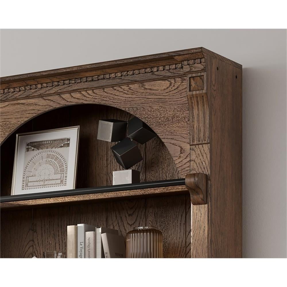 Traditional 8' Tall Wood Bookcase Office Storage Organizer Fully Assembled Brown