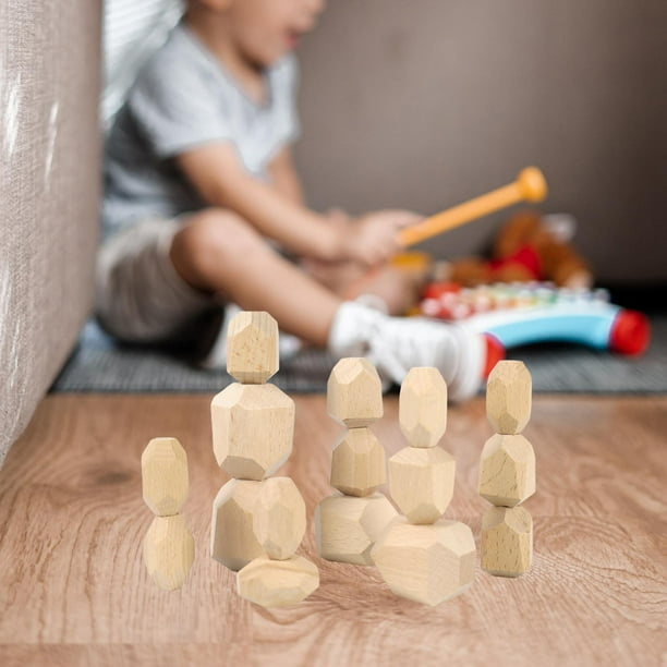 Clasificación de madera Apilamiento Piedra de equilibrio Montessori Colorido Aprendizaje preescolar Bloques de construcción Juego de apilamiento para Niñas 3 años para Estilo E Hugo Juguetes de bloques apilables