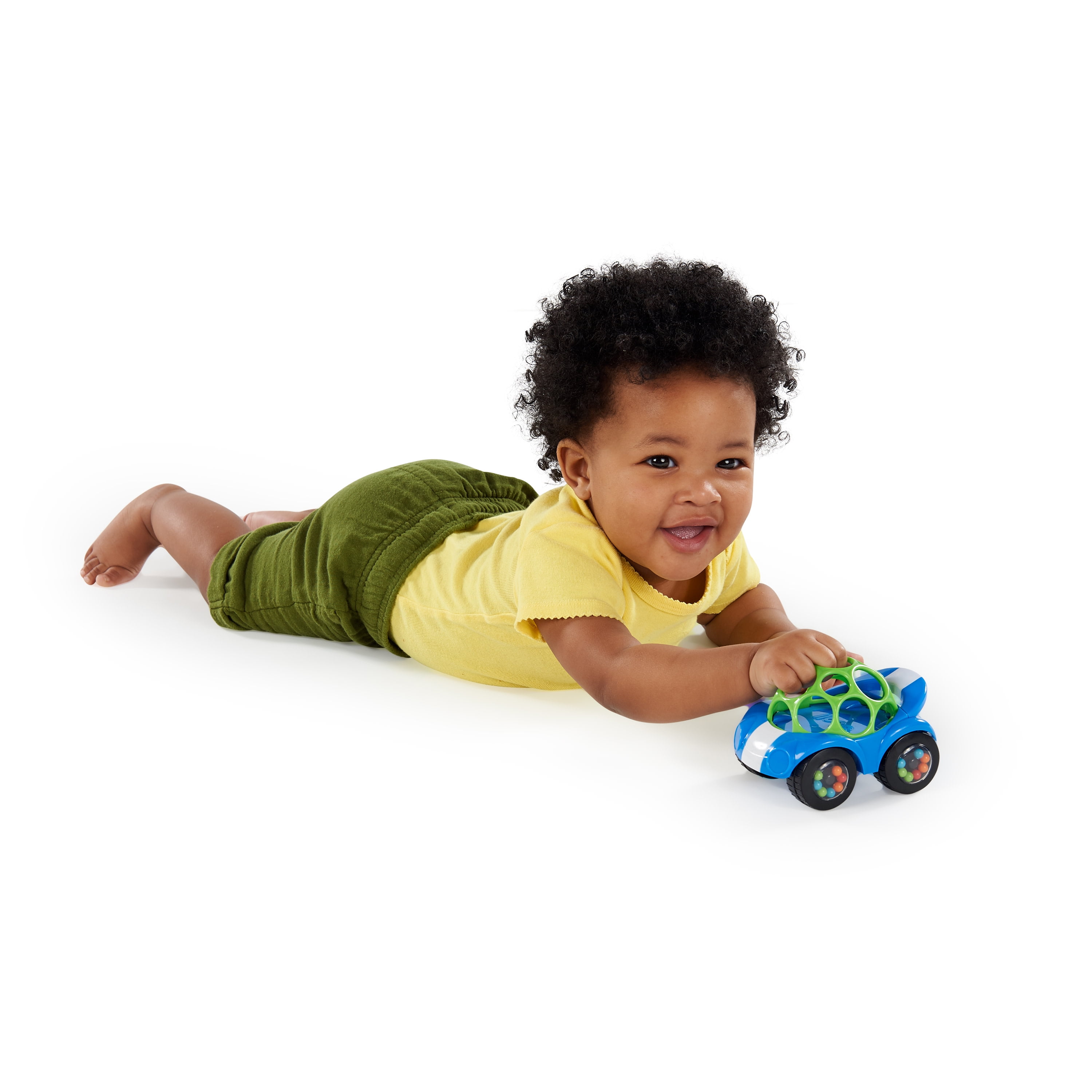 Oball Easy Grasp Rattle & Roll BPA-Free Push Car Infant Crawling Toy, 1 Pack, Blue Unisex