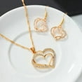 thumbnail image 6 of 3 Pcs Set Heart Shaped Jewelry Set Of Earrings Pendant Necklace For Women Exquisite Fashion Rhinestone Double Heart Jewelry Set, 6 of 11