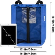 WANDF Mesh Swim Bag Beach Backpack with Wet Pocket, Waterproof Pool Bag with Full-Zip Opening for Women and Men,Drawstring Backpack for Swimming, Gym, Cruise,Waterpark Essentials(Navy Blue)