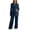 Navy maternity long sleeve set, variant on Womens Maternity Pajamas Sets Ribbed Knit 2 Piece Outfits Side Split Long Sleeve Tops Wide Leg Pants Pregnancy Postpartum Loungewear Pink,S