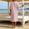 thumbnail image 5 of ClodeEU Women's V Neck Cutout Flare Short Sleeve Midi Dress ,Elegant Casual Loose Summer Dress Pink,Women's Plus M, 5 of 7