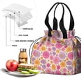 thumbnail image 4 of Pioneer Flower Floral Print Pattern Drawstring Lunch Bag Women - Drawstring Lunch Bag Insulated for Work Office - Stain-Resistant Large Lunchbags for Women with Multi-Pockets, 4 of 6