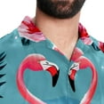 thumbnail image 5 of Flamingo Tropical Rainforest Men's Short Sleeve Casual Printed Button Down Beach Shirt - Summer Hawaiian Top, 5 of 6