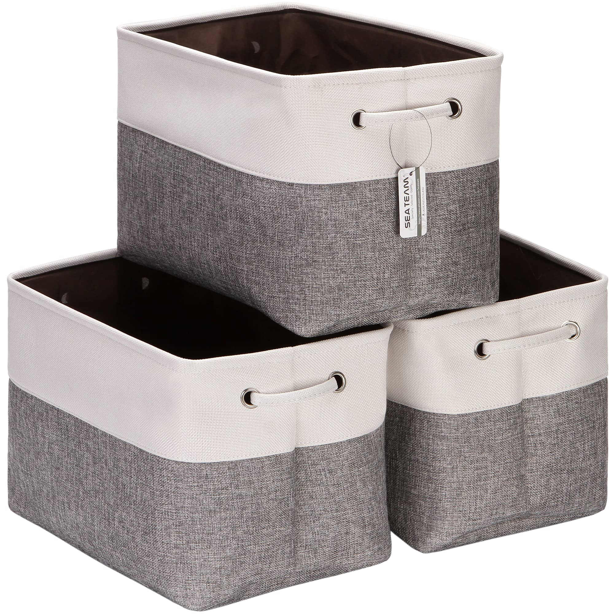 Sea Team 3 Pack Large Canvas Fabric Storage Bin Set Cloth Storage Sea Team 3 Pack Large Canvas Fabric Storage Bin Set Cloth Storage
